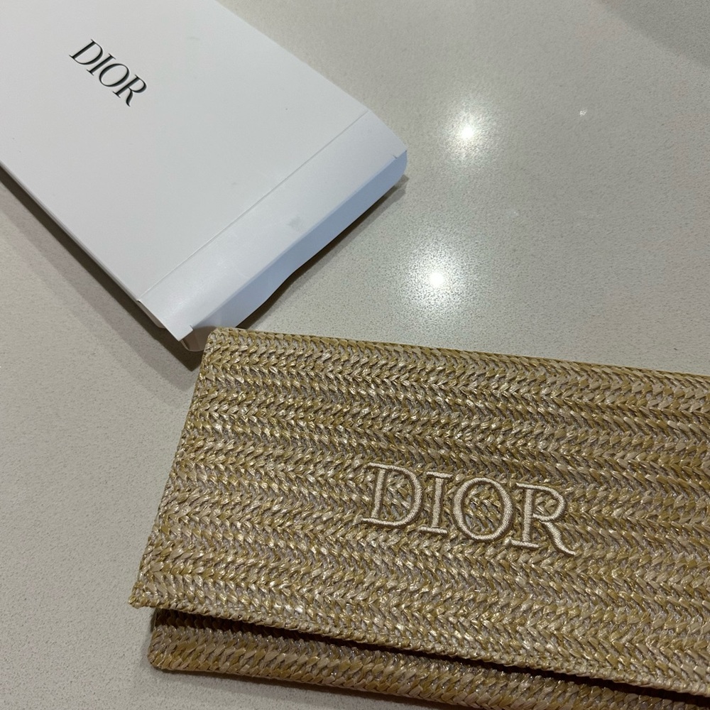 Dior Beige Woven Clutch
